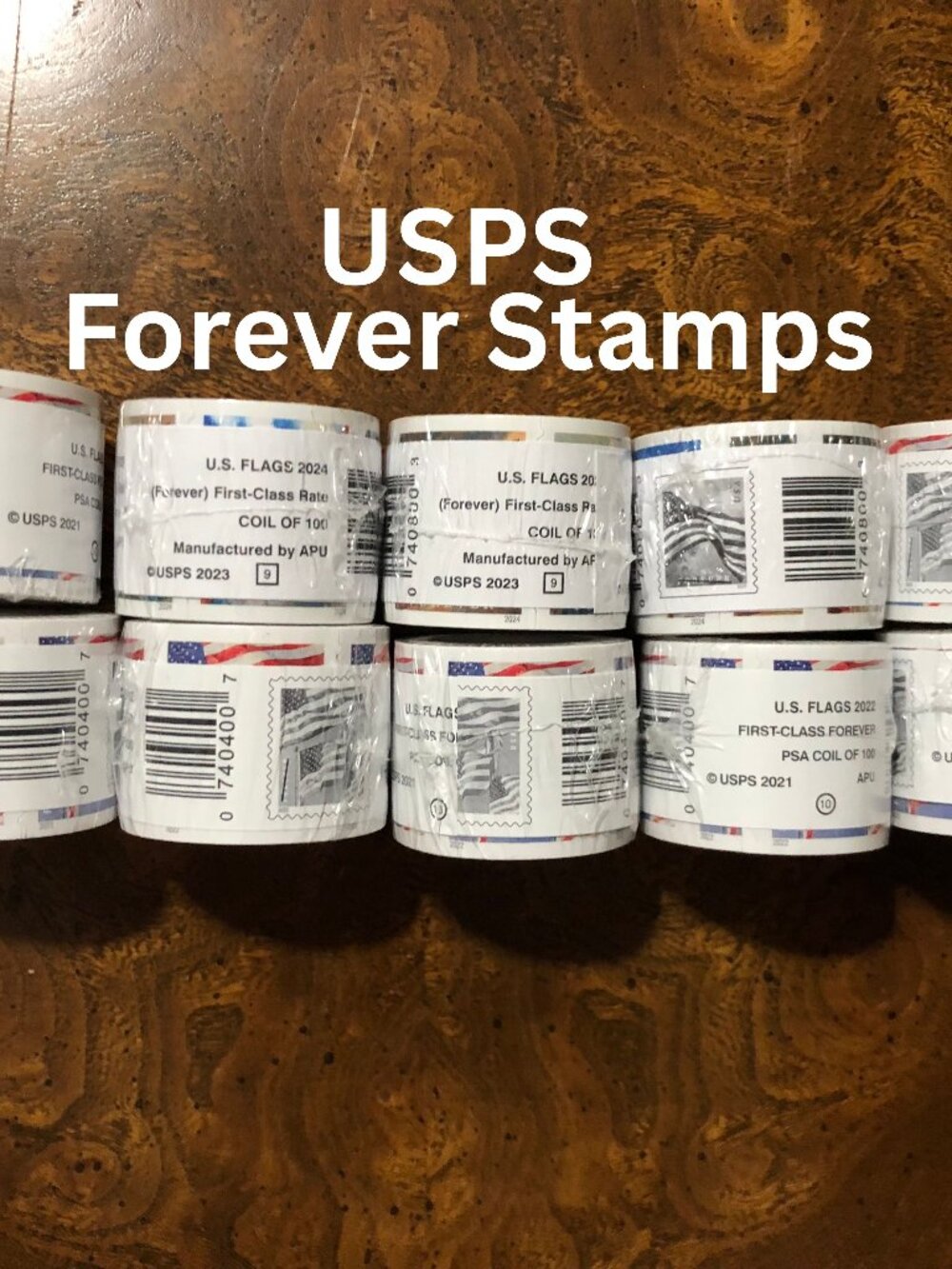 10 Rolls of 100, 1000 Total Stamps, Never Expire, Holiday Card Season Is Coming